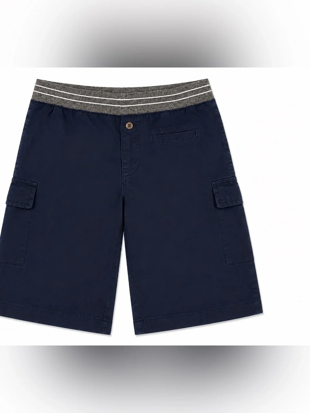 Boy’s Navy Cargo Shorts with Grey Elastic Waist